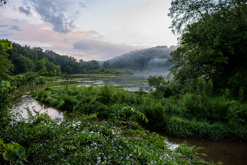 Summer morning view at CNC Riverwalk
