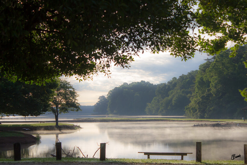Mist moving over the water at Sunset at Shamrock and Blalock Reservoirs & Recreation Area. © E. Danielle Bunch. © E. Danielle Bunch