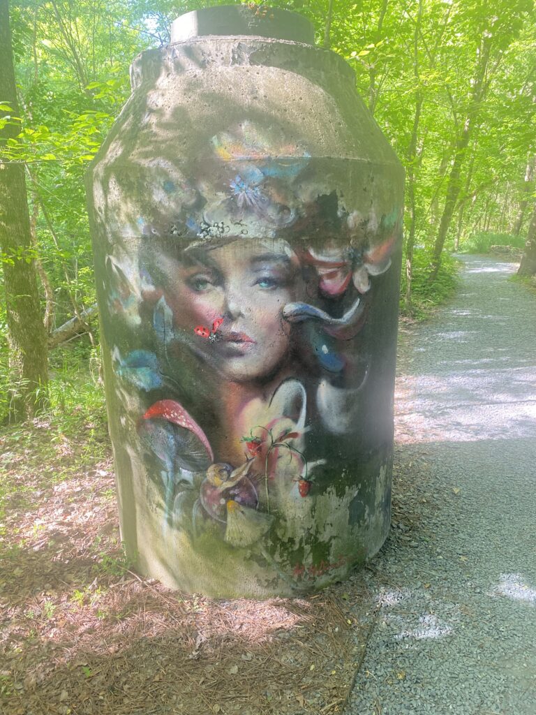 A mural painted along the walking path