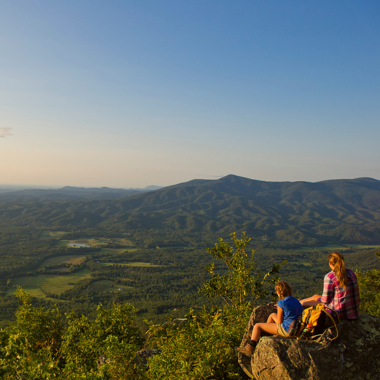 Hikers at Fort Mountain State Park overlook